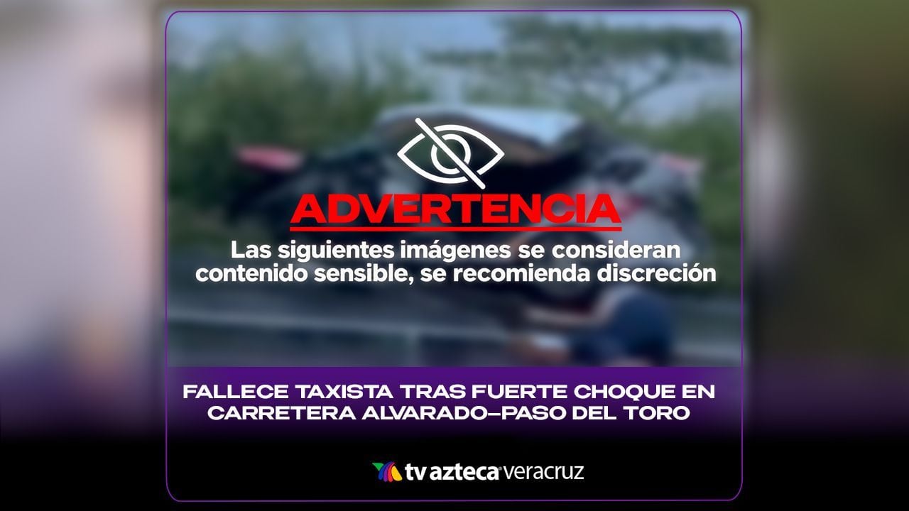 El taxi sufrió severos daños tras el accidente registrado sobre la carretera Alvarado–Paso del Toro