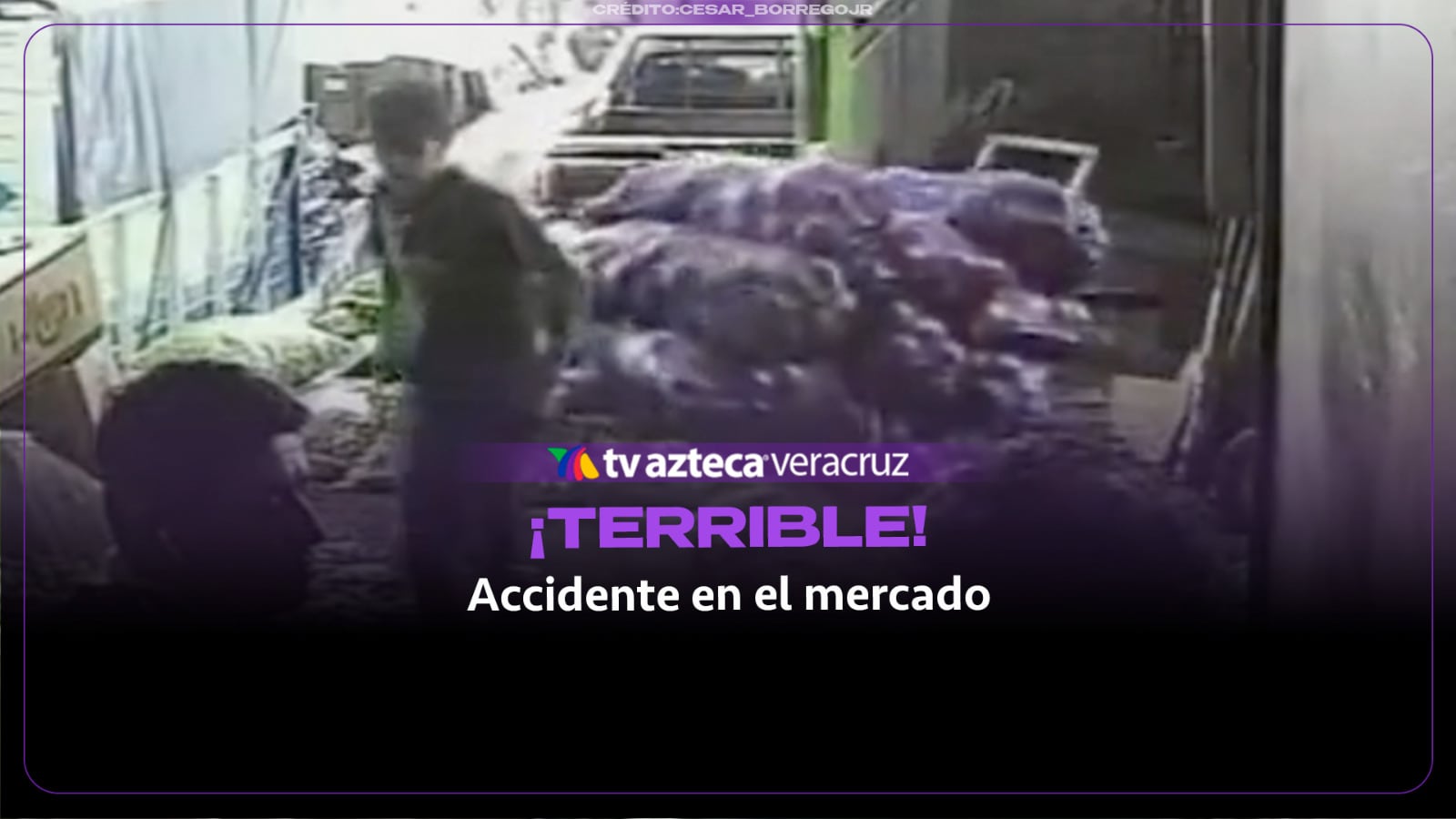 ¡Momento de tensión en mercado! Diablo cargado de cebollas provoca accidente con un trabajador