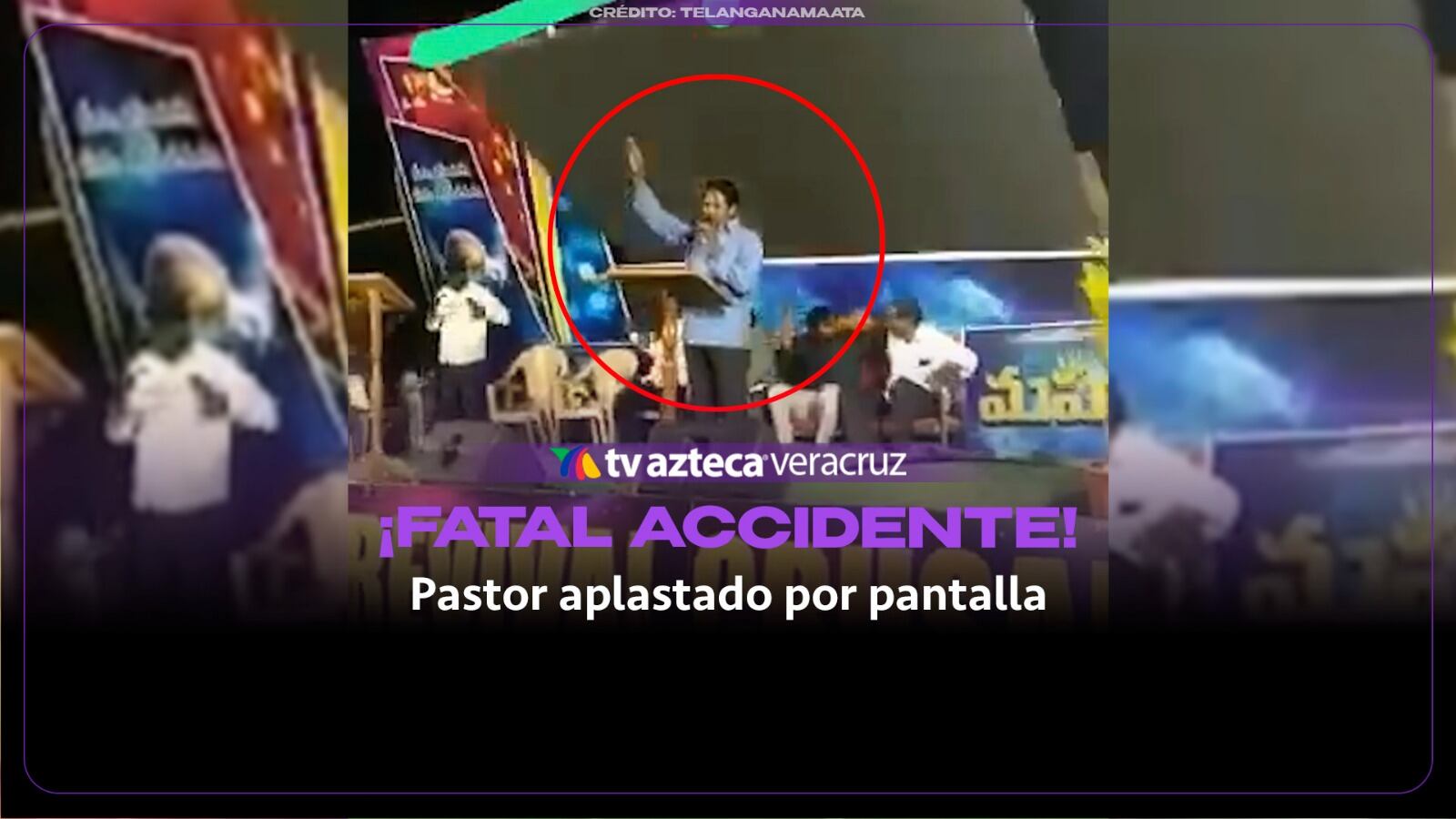 ¡TRAGEDIA! Viralizan video de pastor aplastado por una pantalla gigante en pleno sermón; así ocurrió