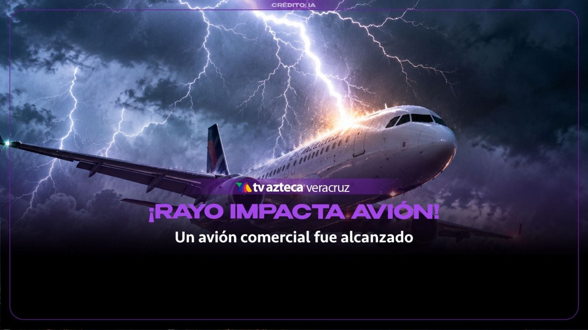 avión alcanzado por un rayo