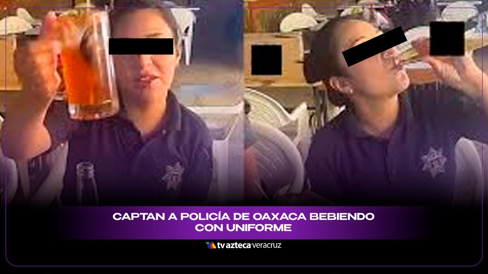 ¡La cerveza le salió cara! Exhiben a policía de Oaxaca tomando cerveza con el uniforme
