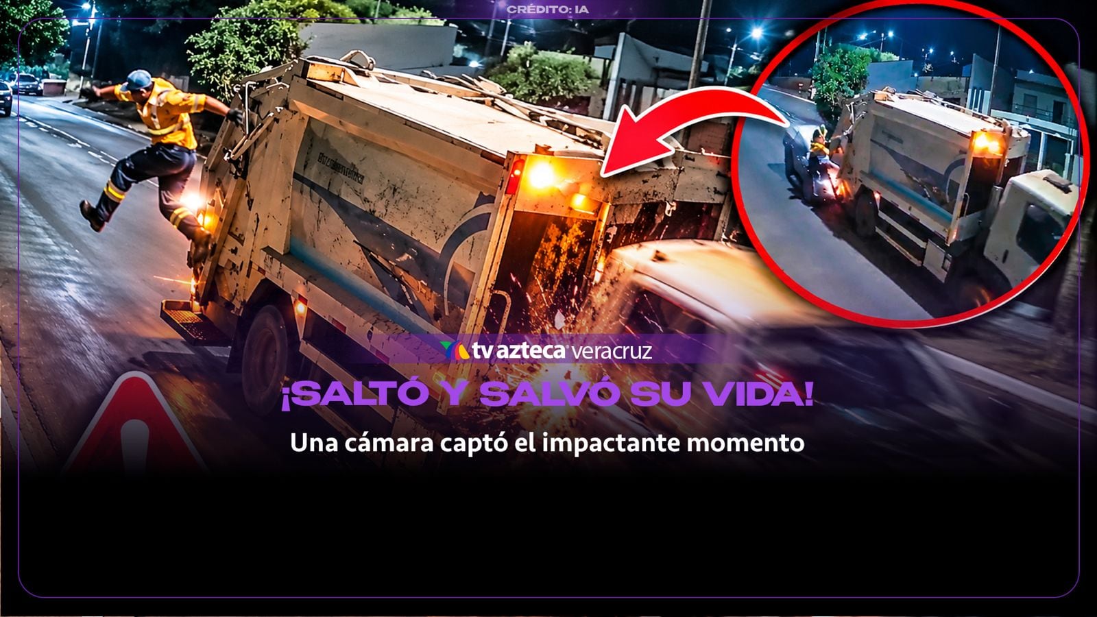 ¡SE SALVÓ DE MILAGRO! Recolector de BASURA salta segundos antes de ser APLASTADO por una camioneta (+VIDEO)